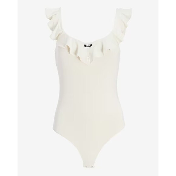 Express Body Contour Compression Silky Ruffle V-Wire Thong Bodysuit XL - Picture 5 of 5